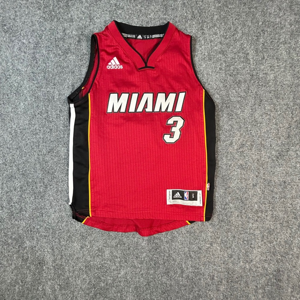 Adidas Miami Heat Dwyane Wade 3 NBA Swingman Jersey Red kids Small S Length +2